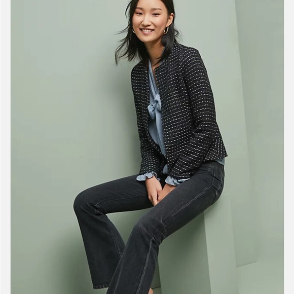 Dolan Left Coast Collection Peplum Tweed black open blazer is a size M Open - Picture 3 of 16